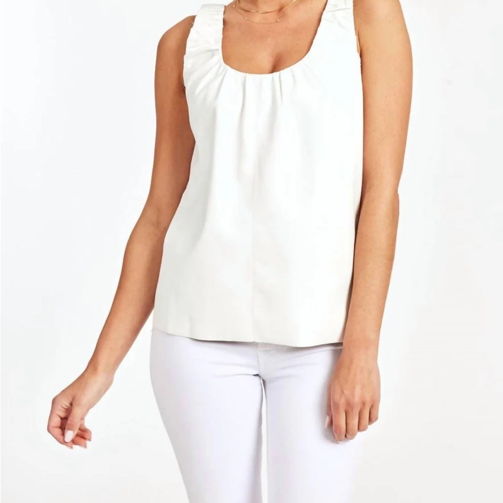 Dolce Cabo Faux Leather Sleeveless Top White Size Large